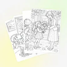 Раскраски ко Дню учителя. Набор для учеников начальной школы
