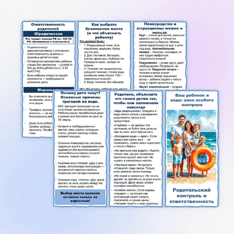 Буклет для работы с родителями на тему «Ваш ребенок и вода: зона особого контроля».