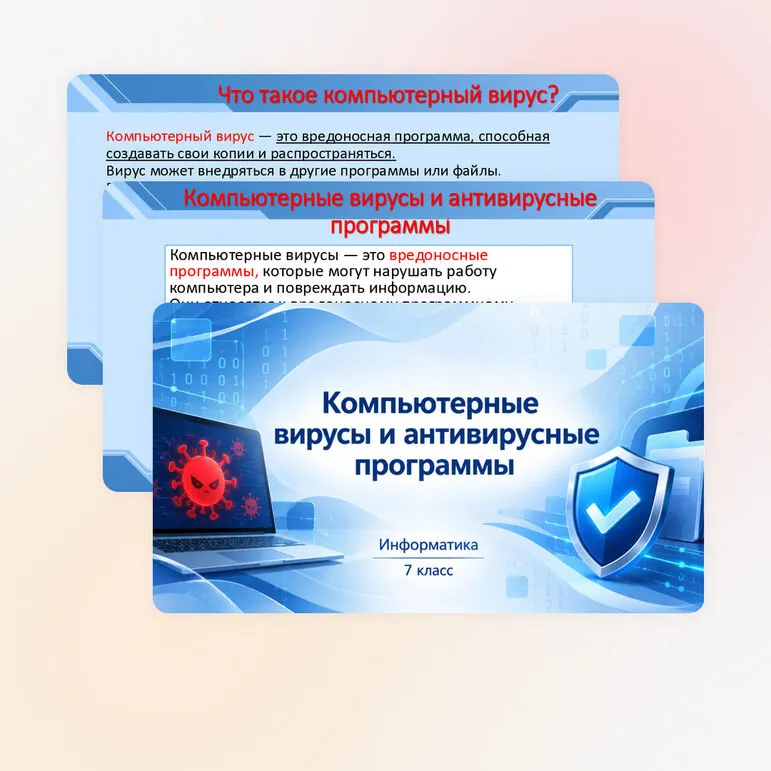 Презентация «Компьютерные вирусы и антивирусные программы». Информатика. 7 класс.