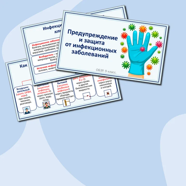 Презентация по ОБЗР «Предупреждение и защита от инфекционных заболеваний». 9 класс.