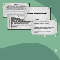 Комплект урока по предмету «ОБЗР» для 11 класса на тему: «Экологическая грамотность и разумное природопользование» (презентация + конспект урока + технологическая карта)