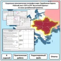 Рабочий лист по географии «ПГП и ЭГП Восточной Европы. Практическая работа» (углубленный уровень)