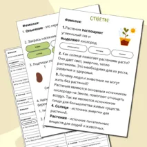 Окружающий мир. 3 класс. Карточки по теме «Растения»