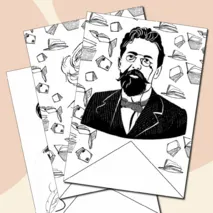 Флажки с писателями и поэтами чёрно-белые