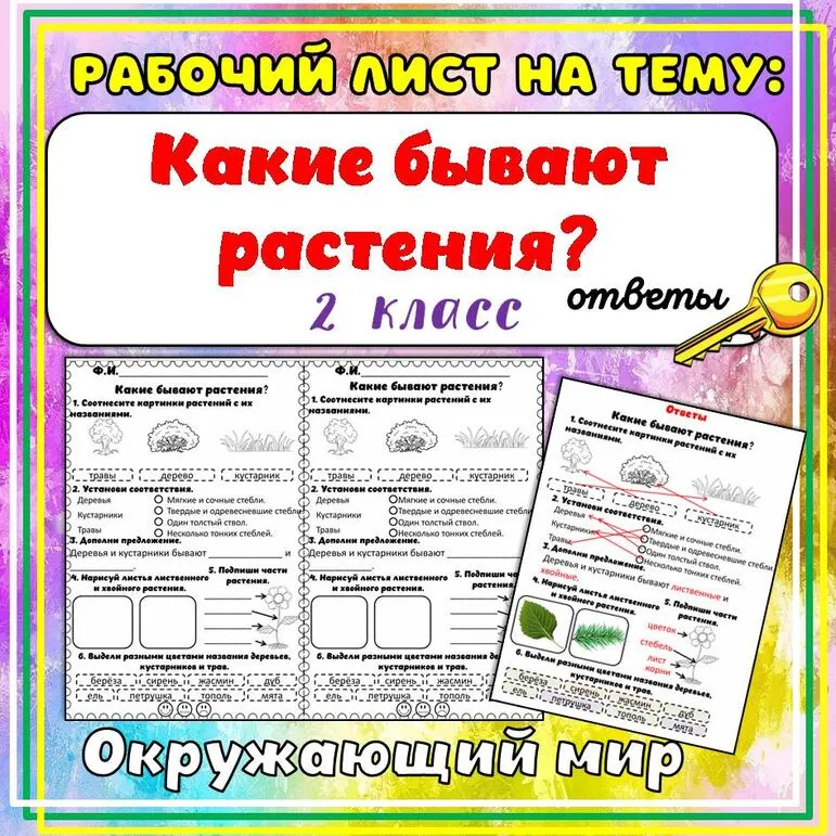 Рабочий лист «Какие бывают растения». Окружающий мир, 2 класс