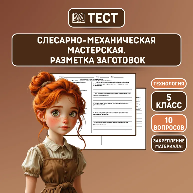 Тест «Слесарно-механическая мастерская. Разметка заготовок»