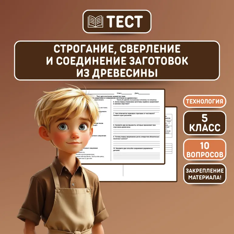 Тест «Строгание, сверление и соединение заготовок из древесины»