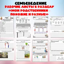 Рабочие листы к курсу семьеведение. Раздел 2. «Мои родственники – похожие и разные»