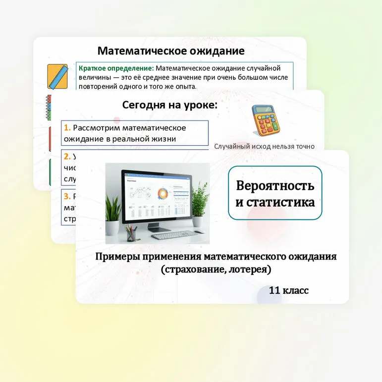 Презентация по вероятности и статистике для 11 класса «Примеры применения математического ожидания (страхование, лотерея)»
