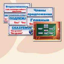 Наглядный материал на доску «Члены предложения» для 2-4 классов.