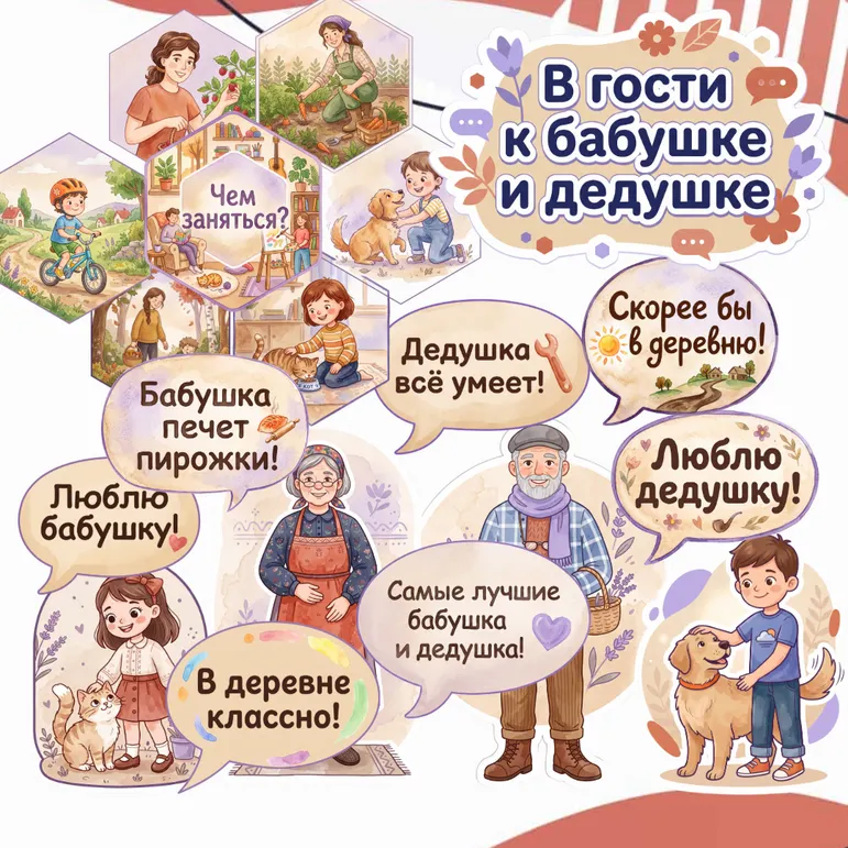 В гости к бабушке и дедушке. День бабушек и дедушек. День пожилых людей. Оформление