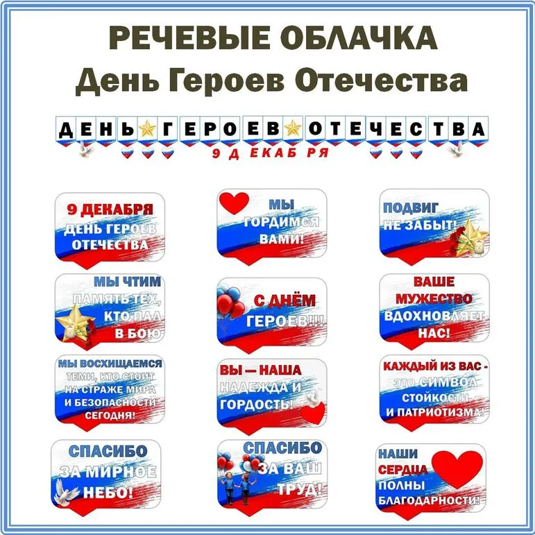 Разговоры о Важном. День Героев Отечества. Надпись+ Речевые облачка. Оформление