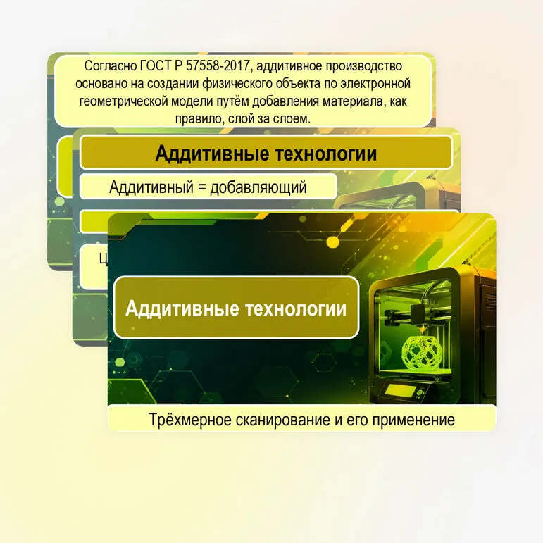 Презентация «Аддитивные технологии. Области применения трёхмерного сканирования»
