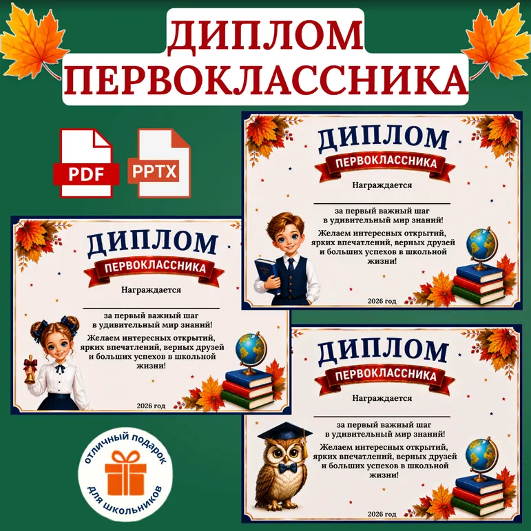 Диплом первоклассника к 1 сентября. Диплом для первоклассников на День Знаний