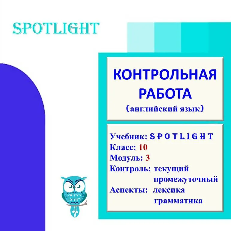 Рабочие листы «Контрольная работа по английскому языку 10 класс, модуль 3, Spotlight»