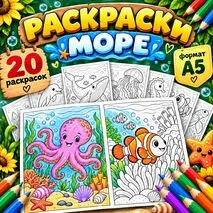 Всемирный день моря | Раскраски «Морские обитатели» для детей | 20 раскрасок А5 | Море, океан, морские животные