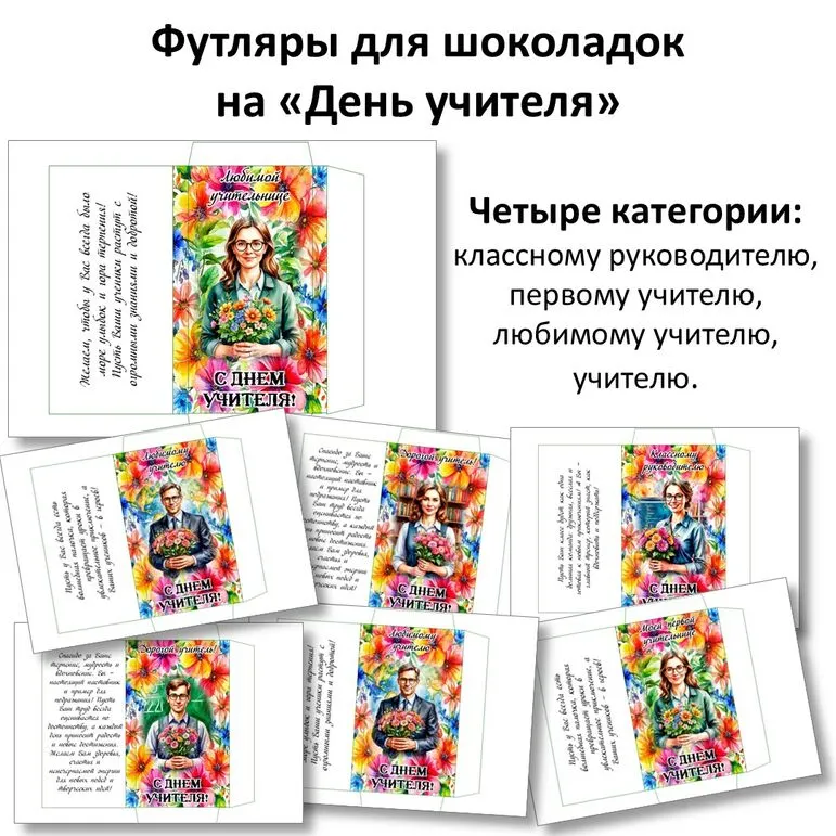 Обертки для шоколада с поздравлением на «День учителя».