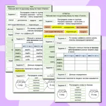 Рабочий лист по русскому языку по теме - Глагол - 4 класс