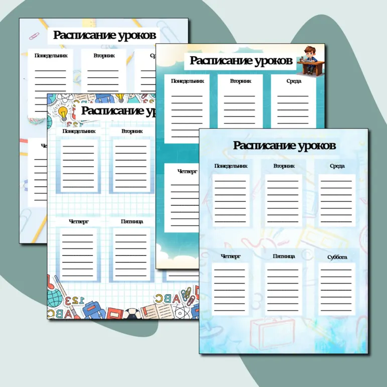 Расписание уроков варианты для мальчиков