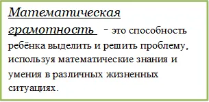 Математическая грамотность   - это способность ребёнка выделить и решить проблему, используя математические знания и умения в различных жизненных ситуациях.