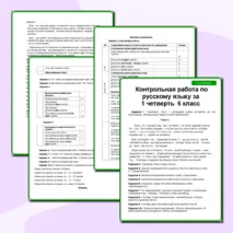 Контрольная работа по русскому языку за 1 четверть 6 класс