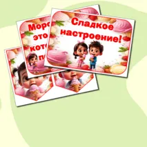 Оформление на «День мороженого»: растяжка и речевые облачка. Добавлен редактируемый файл.