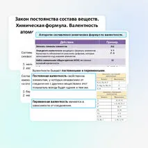 Презентация по теме: «Закон постоянства состава веществ. Химическая формула. Валентность атомов химических элементов».