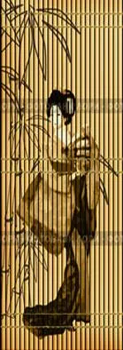 Фон - японская тростниковая циновка с изображением гейши (c) Лукиянова Наталья / Фотобанк Лори