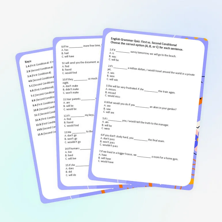 Тест по английскому языку «Conditional 1 versus Conditional 2»
