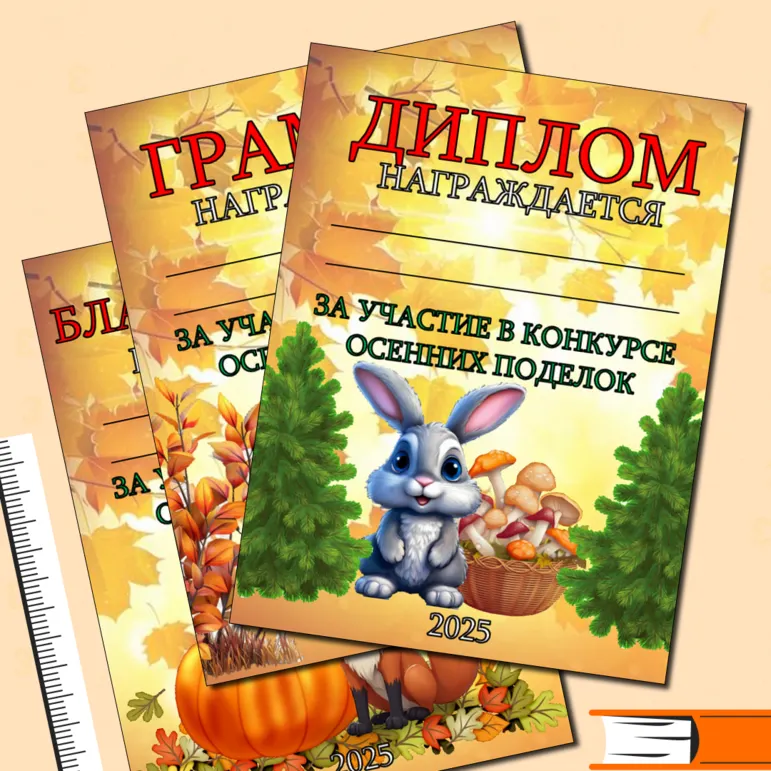 Грамоты и благодарности за участие в конкурсе осенних поделок (шаблоны)