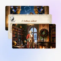 Новогодние открытки-поздравления от исторических личностей