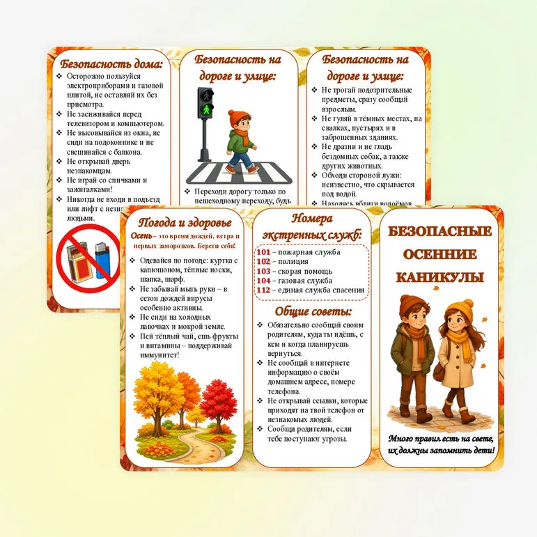 Буклет «Безопасные осенние каникулы»