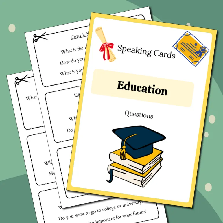 Разговорные карточки «Education (Образование)».