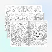 Всемирный день моря | Раскраски «Морские обитатели» для детей | 20 раскрасок А5 | Море, океан, морские животные