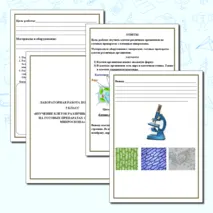Рабочий лист. Лабораторная работа по биологии для 5 класса. Изучение клеток различных организмов на готовых препаратах с помощью микроскопа