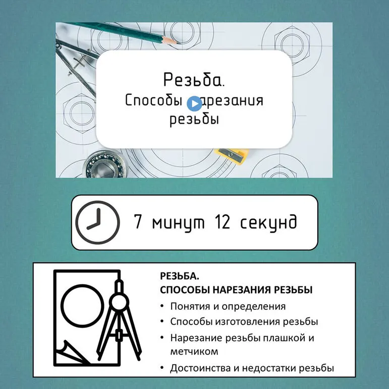 Видеоурок «Резьба. Способы нарезания резьбы»